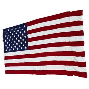 Vtg LARGE American Flag Valley Forge Flag Co 50 Stars 55”x114” Cotton Bunting